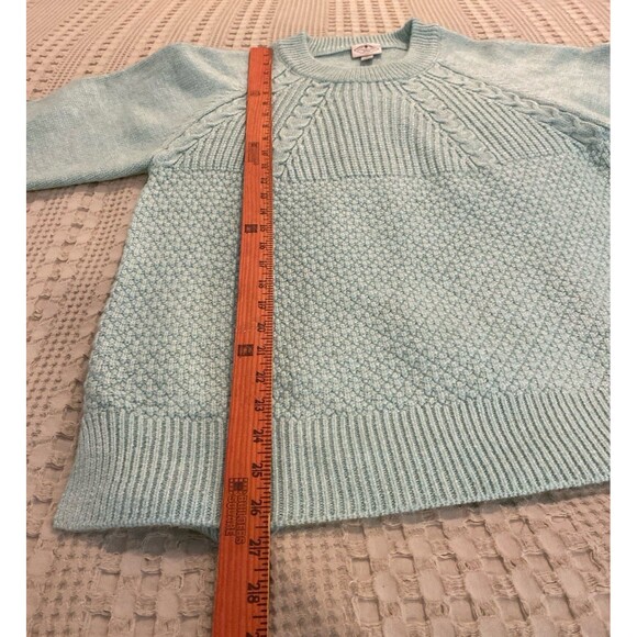St John’s Bay Sweater Crewneck Cable Knit Size XL Mint Green Silver Sparkle - Picture 5 of 9